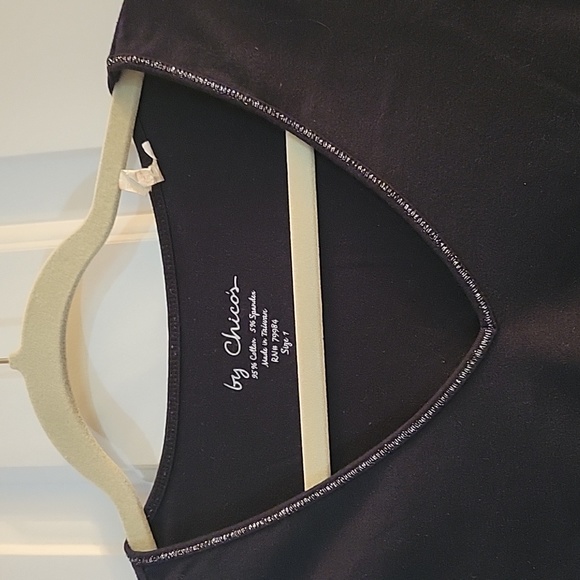 Chicos black w/ sparkle neckline and martini glass and olives on sleeves… - Picture 2 of 10